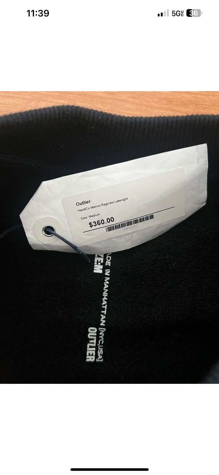 Outlier Hard/Co Merino Ragcrew Latenight Size M NWT Size US M / EU 48-50 / 2 - 3 Thumbnail