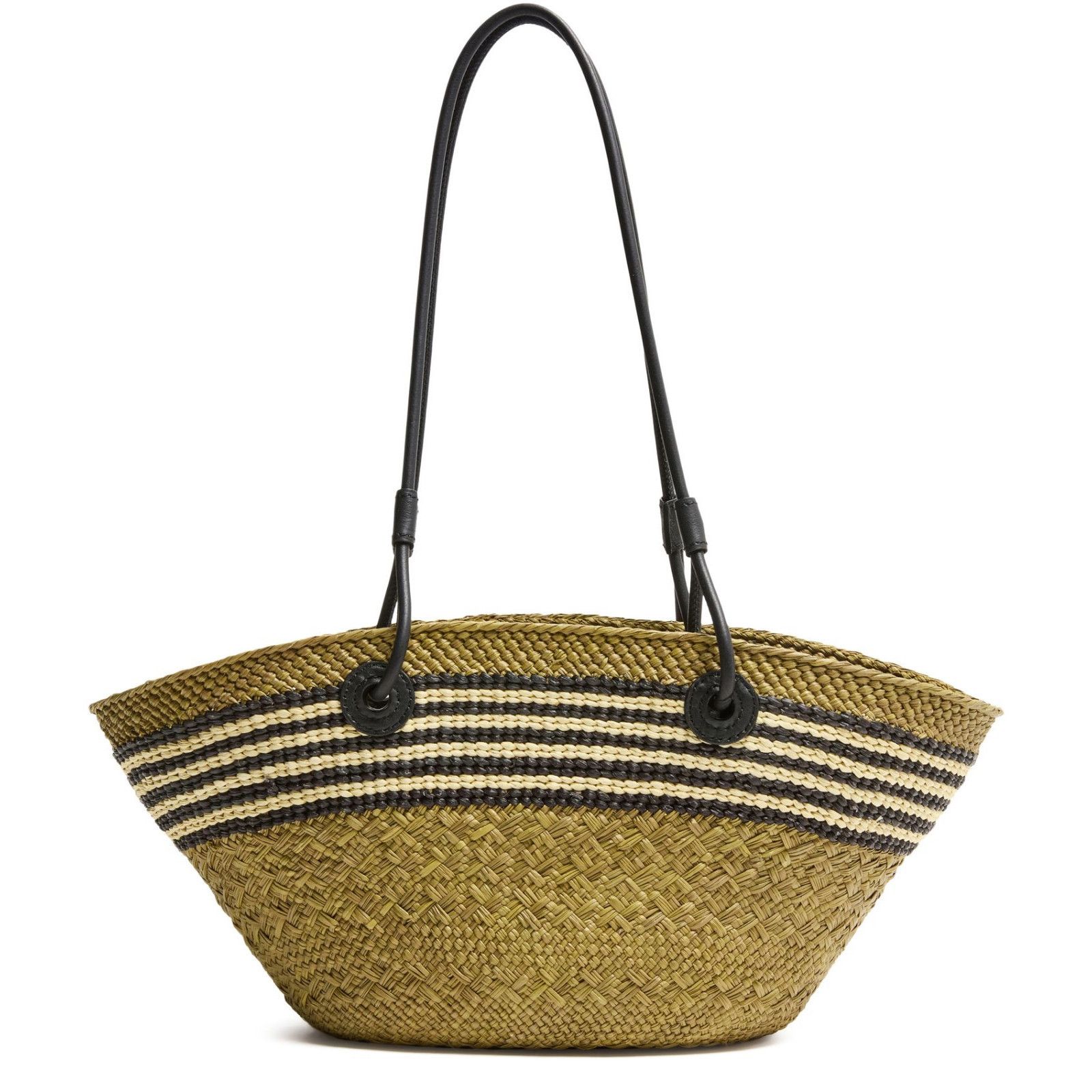 Loewe LOEWE Dark Khaki/Black Medium Raffia Tote Bag New & Authenti Size ONE SIZE - 3 Thumbnail