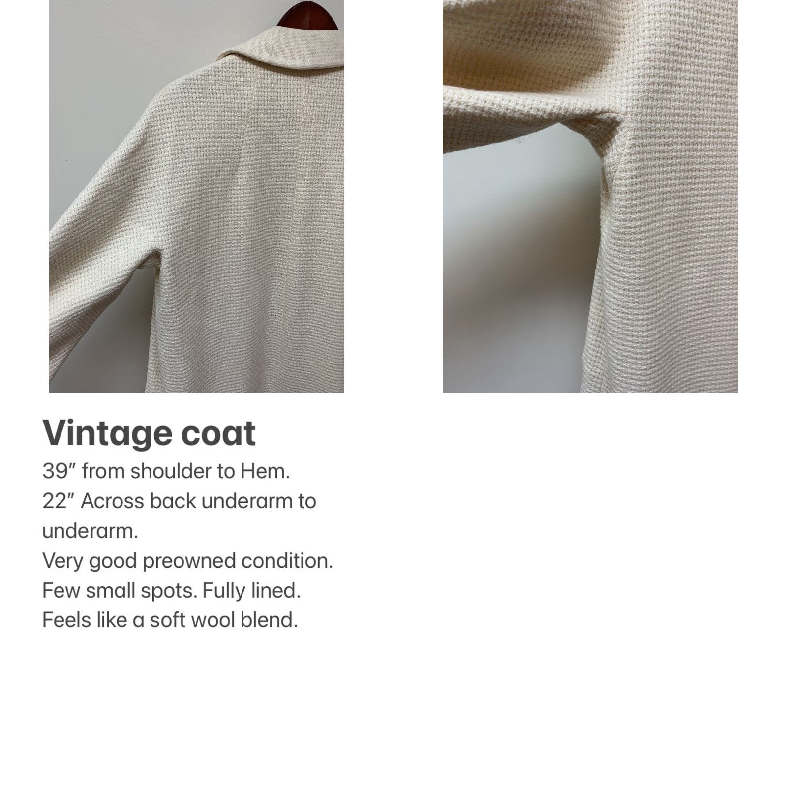 Vintage VINTAGE Coat Ladies Waffle Knit Long Fully Lined Ivory M/L Women's Medium Size M / US 6-8 / IT 42-44 - 8 Thumbnail