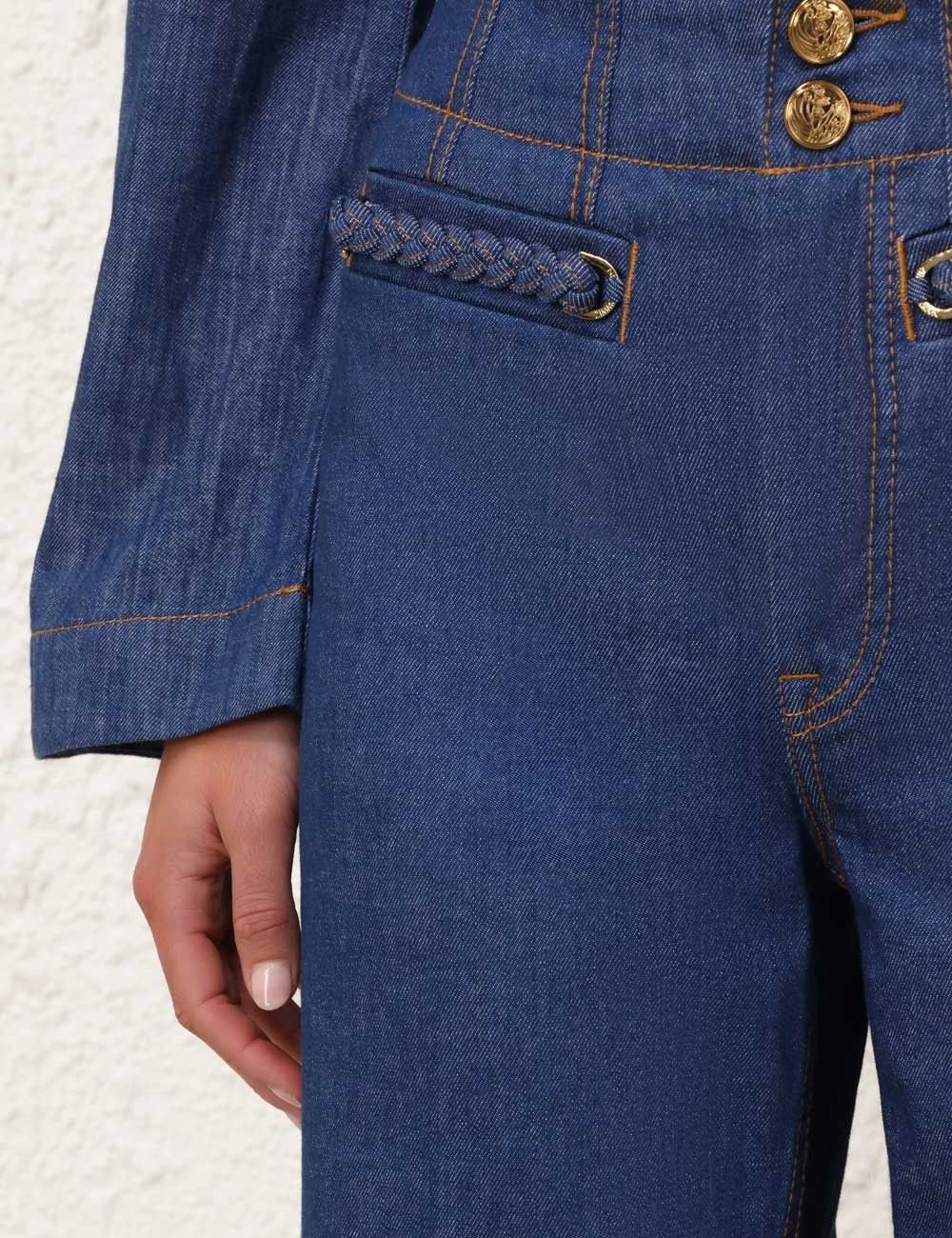 Zimmermann oc11z1025 Wylie Cropped Jeans in Blue Size 27" / US 4 / IT 40 - 5 Thumbnail