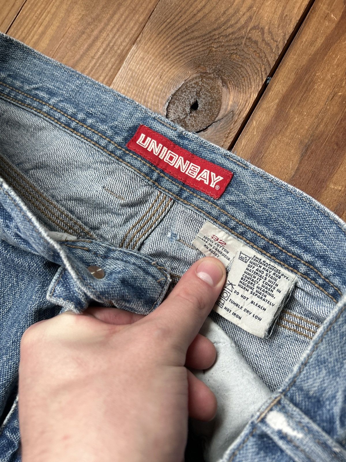 UNIONBAY × Vintage Vintage 90s Y2K Union Bay Painted Baggy Jean Shorts Size US 30 / EU 46 - 3 Thumbnail