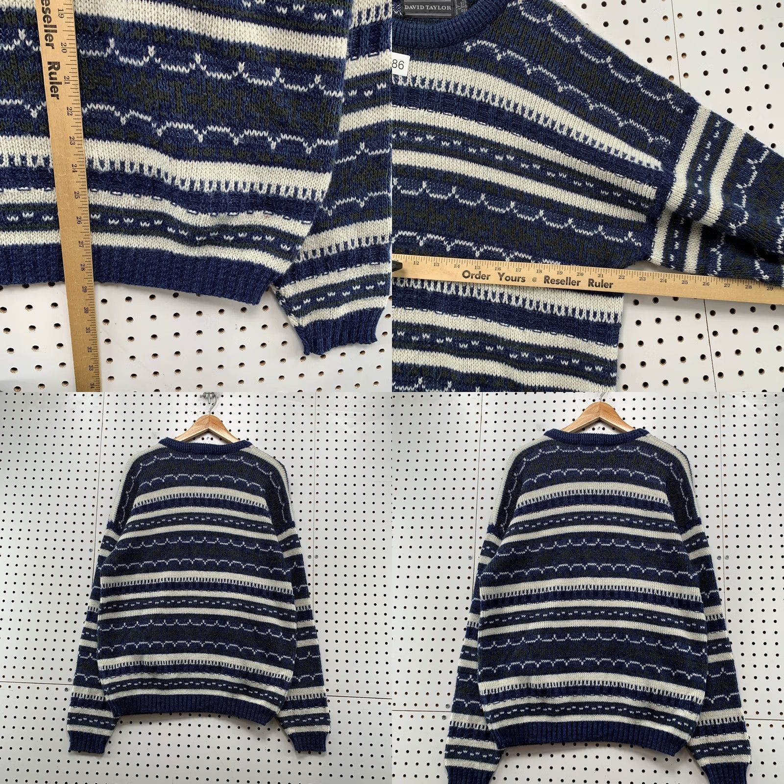 Vintage Vintage David Taylor LT Large Tall Blue 3D Knit Sweater Mens Pullover USA Shirt Size US L / EU 52-54 / 3 - 8 Thumbnail