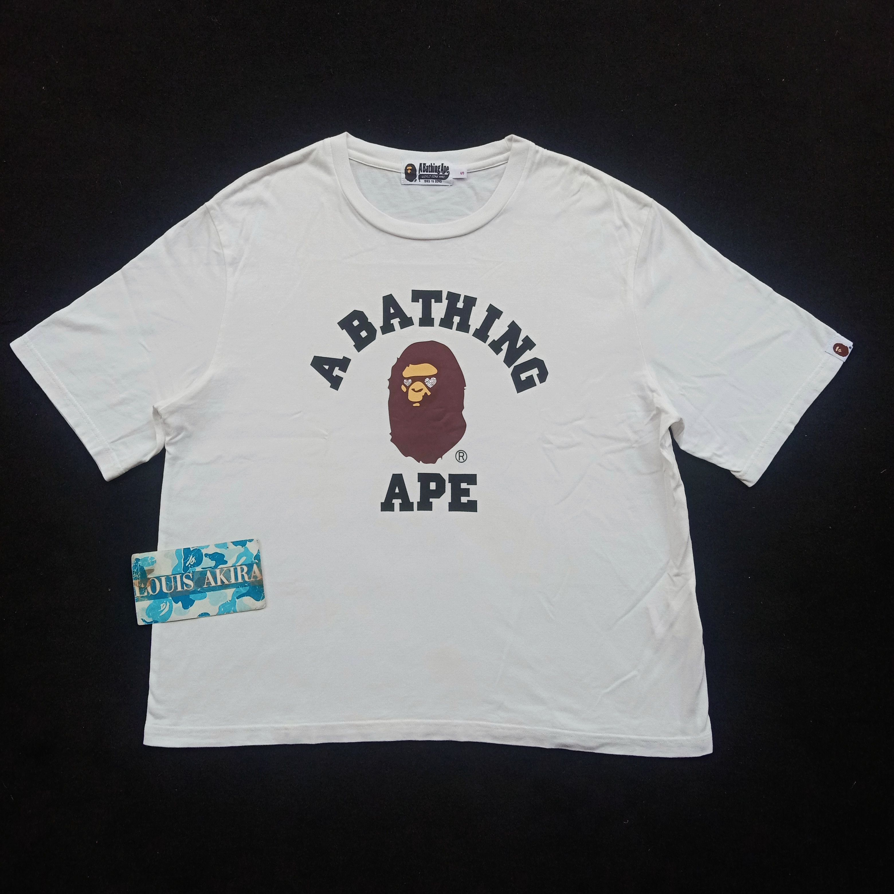 image of Bape Crystal Stone College Tee in White, Women's (Size Small)