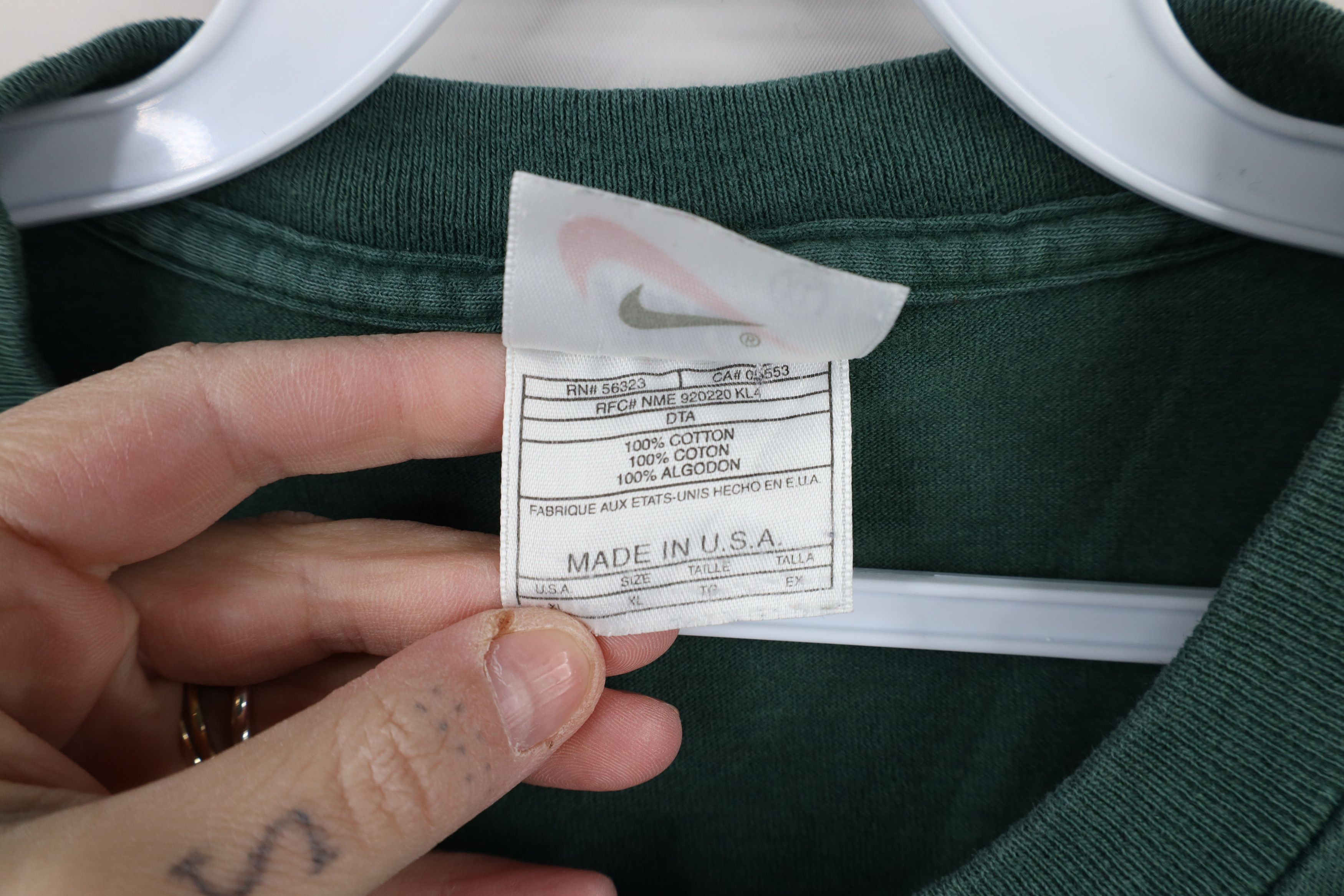 Nike × Vintage Vintage 90s Nike Scott Mini Swoosh Diamond T-Shirt USA Size US XL / EU 56 / 4 - 8 Thumbnail