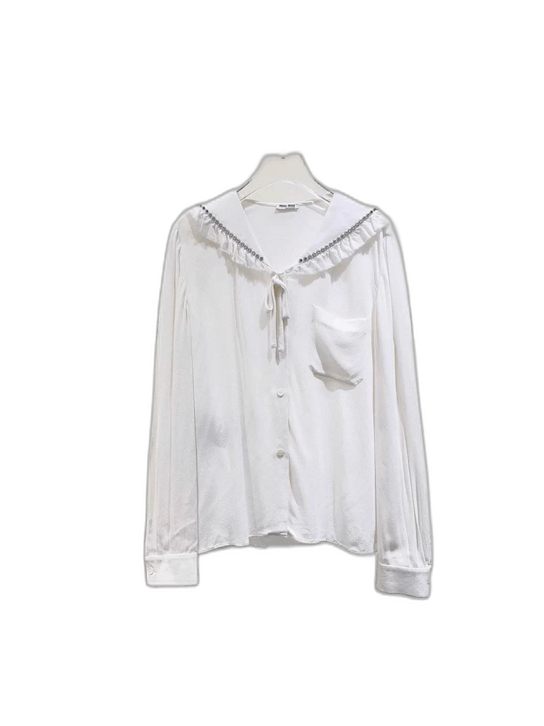 Miu Miu Miu Miu Silk Doll Collar Shirt Size M / US 6-8 / IT 42-44 - 1 Thumbnail