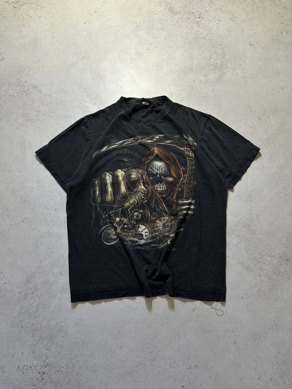 Vintage Skeleton Biker Heavy Cotton Boxy T-shirt XL