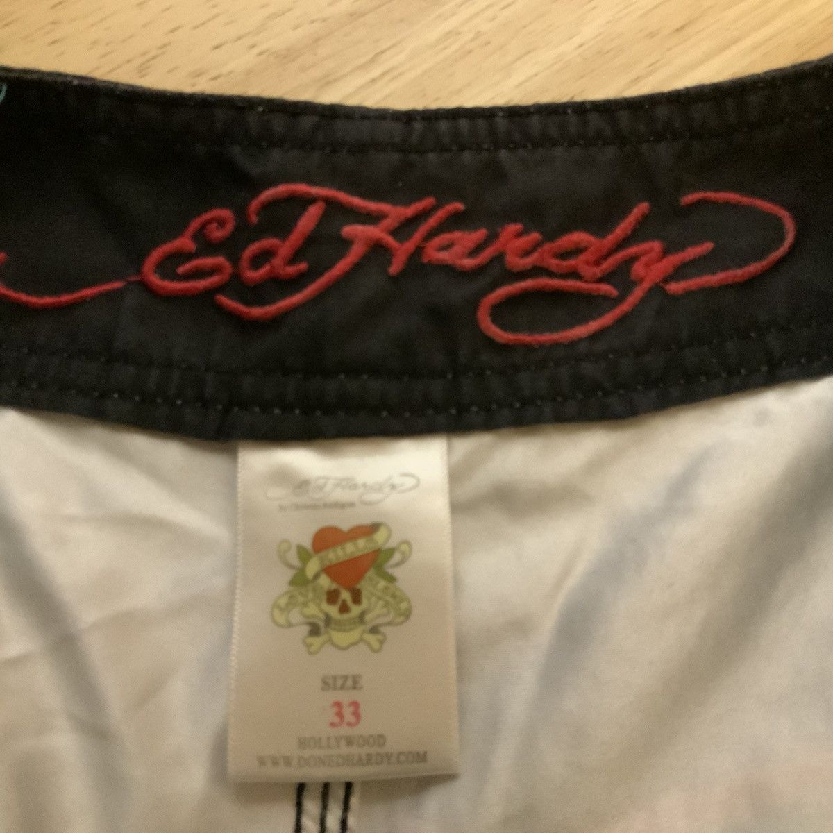 Ed Hardy Black Board Shorts Swim Big Logo Love Kills Slowly
