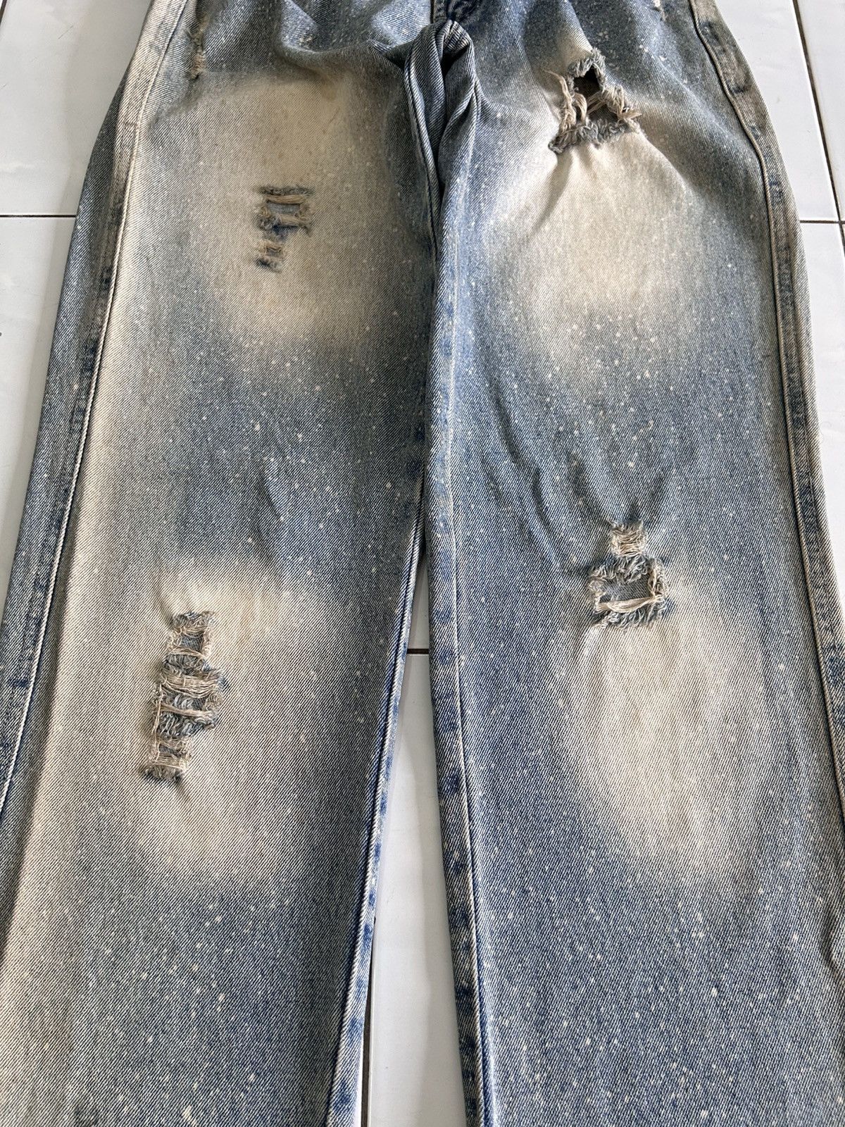 Japanese Brand × Vintage Vintage HAN DI LONG JEANS Japanese Distressed Painted Denim Size US 27 - 14 Thumbnail