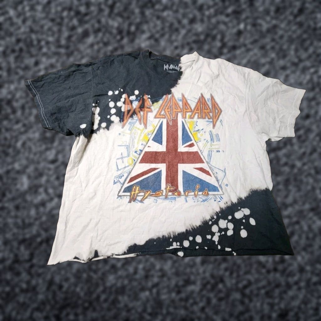 Vintage Def Leppard Hysteria Tour Cropped White Tie Dye T Shirt Womens XL Rock 80s Size XL / US 12-14 / IT 48-50 - 1 Thumbnail