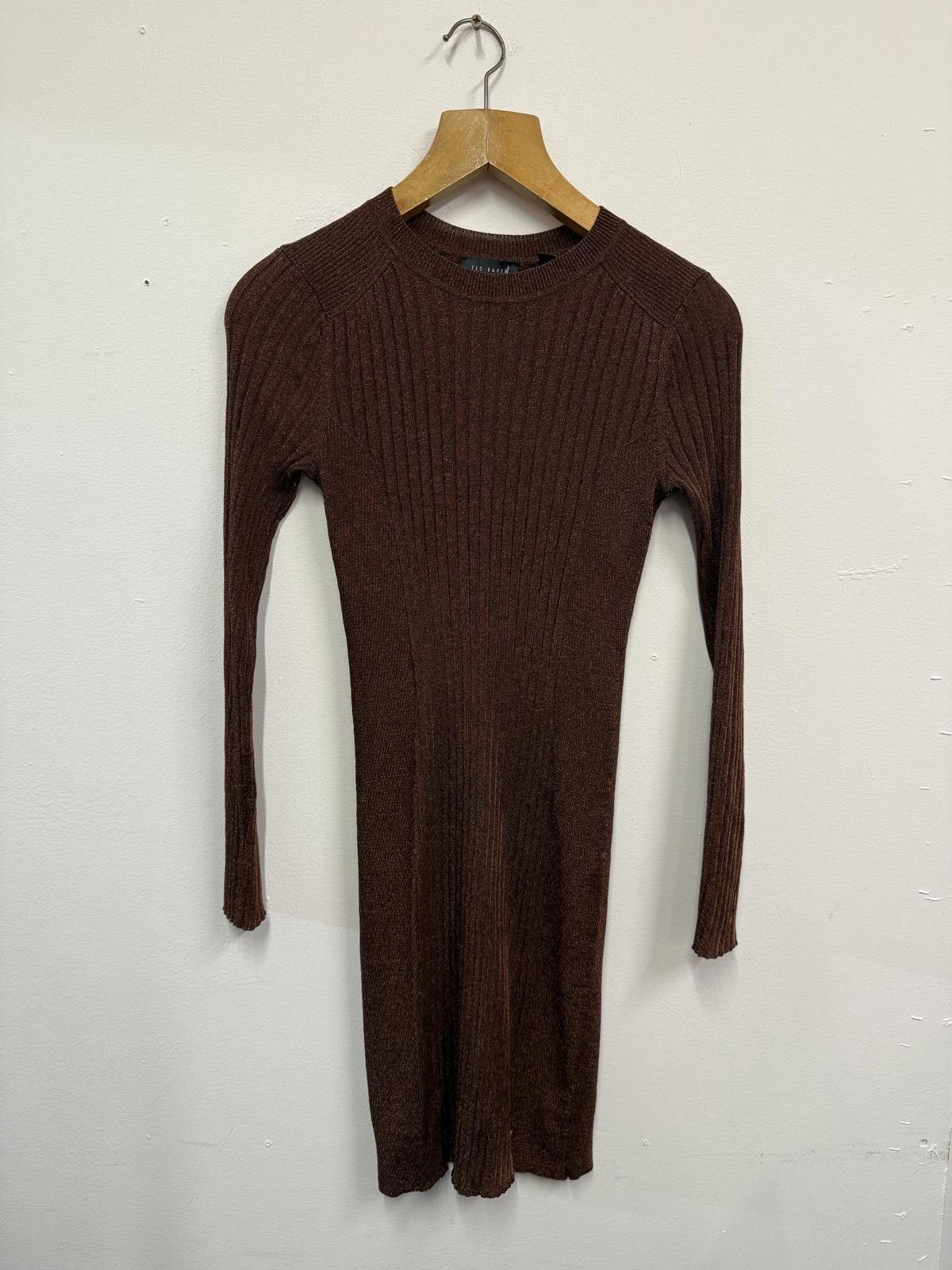 Ted Baker Ted Baker Brown Ribbed Knit Dress Size 2 Size XXS / US 00 / IT 34 - 1 Thumbnail