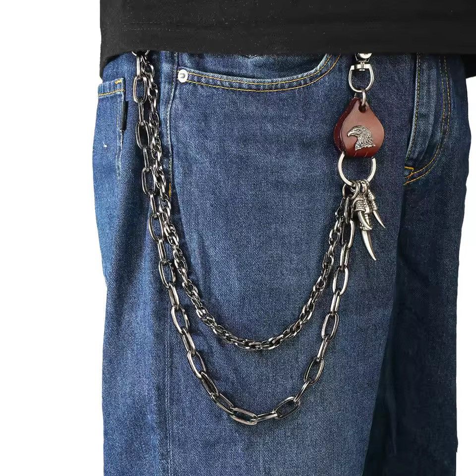 Jewelry Brown Punk Eagle Claw Wallet Chain Leather Detail Size ONE SIZE - 3 Thumbnail