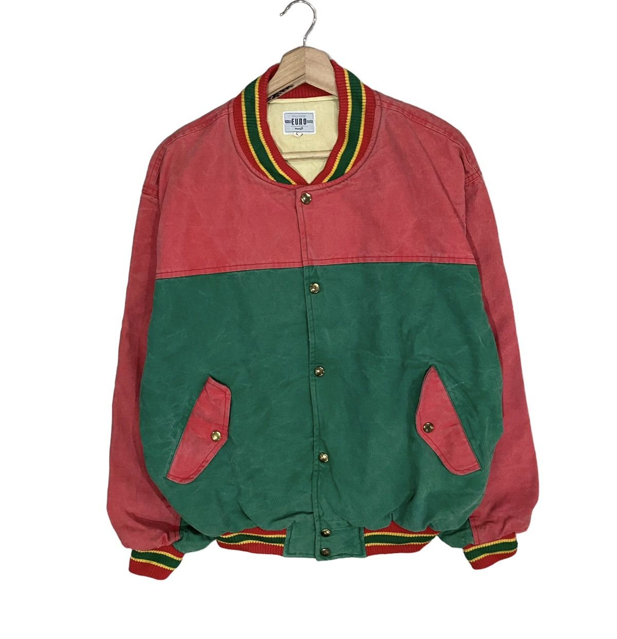 Vintage × Wrangler 🔥VINTAGE WRANGLER MULTICOLOUR RASTA VARSITY JACKET Size US L / EU 52-54 / 3 - 1 Thumbnail