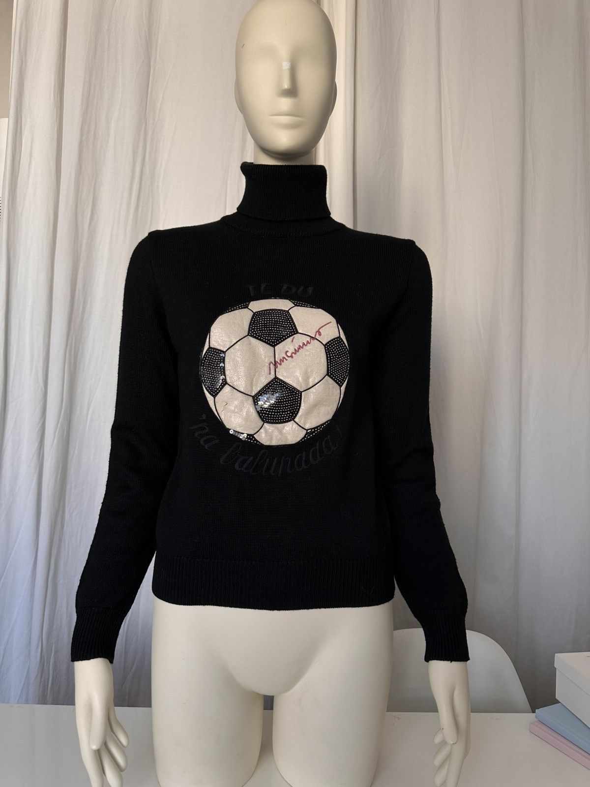 Moschino Moschino Jeans Sweater Soccer Ball 1990s Rosella Jardini Size M / US 6-8 / IT 42-44 - 10 Thumbnail
