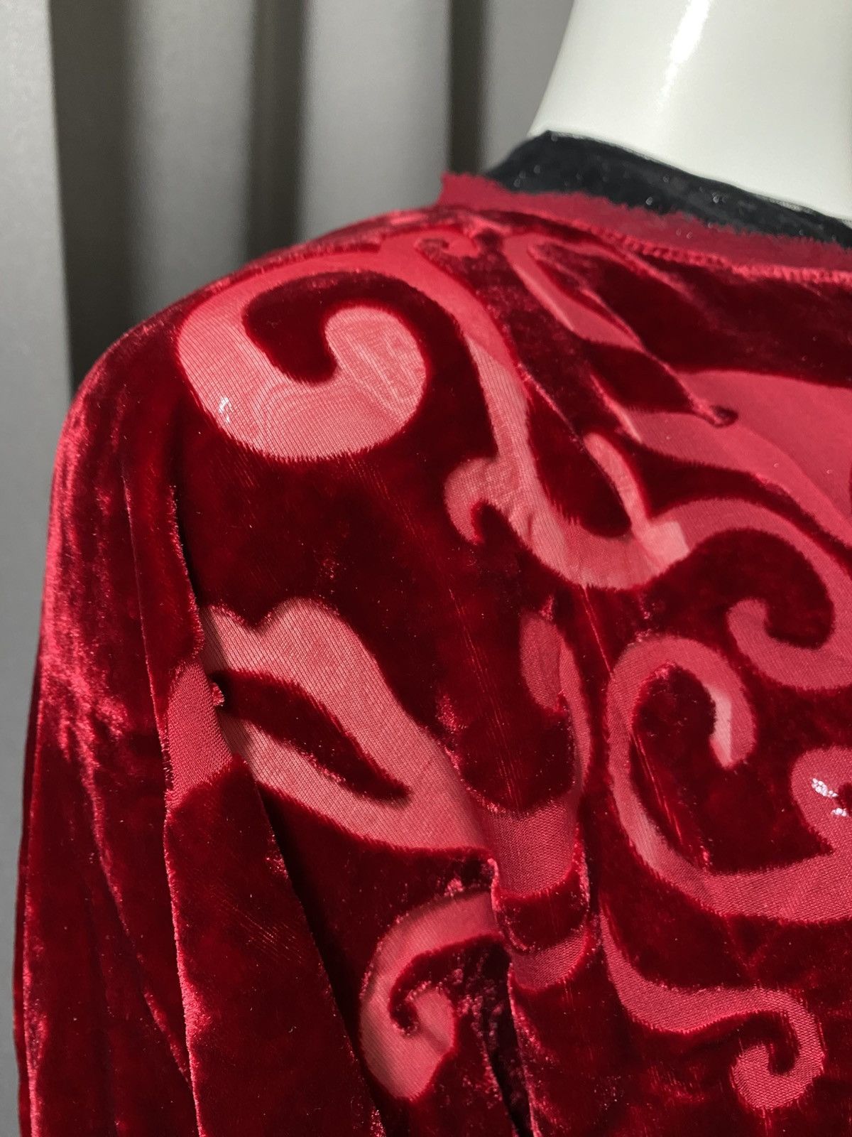 Vivienne Tam 90s Vivienne Tam- Flames Batwing Velvet Blouse Size M / US 6-8 / IT 42-44 - 6 Thumbnail
