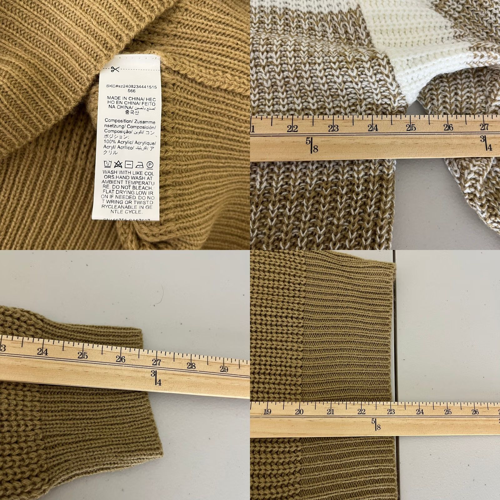 Shein Shein Womens Sweater White Tan Long Sleeve Crewneck Small Knit Colorblock Casual Size S / US 4 / IT 40 - 8 Thumbnail
