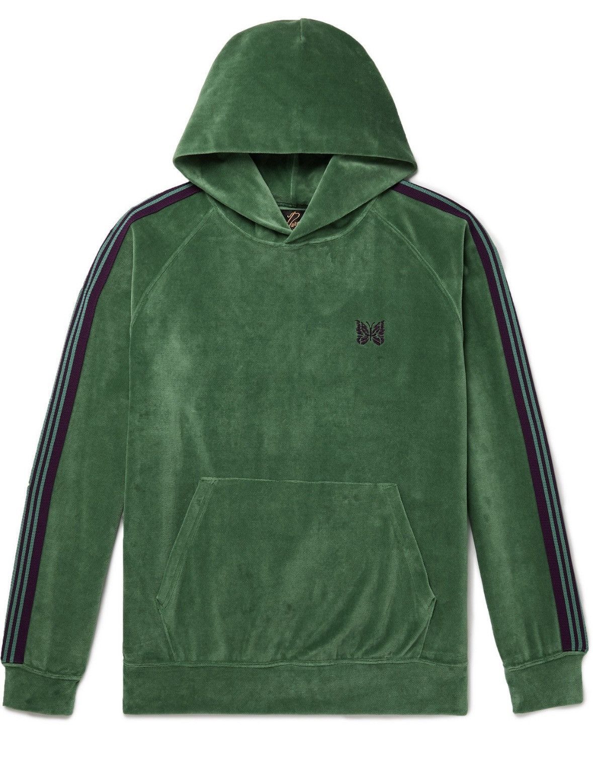 image of Needles Track Hoody Velour Green, Men's (Size Small)