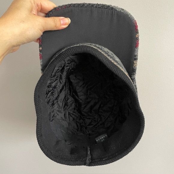Crown Cap Crown Cap Gray Ikat Wool Cap w/ Earflaps - Unisex 🇨🇦 Size ONE SIZE - 7 Thumbnail