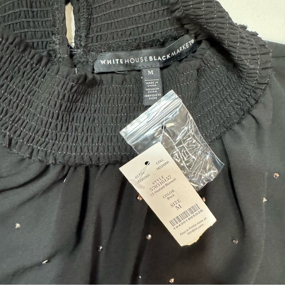 White House Black Market NWT New White House Black Market Long Sleeve Blouson Black Size M / US 6-8 / IT 42-44 - 7 Thumbnail