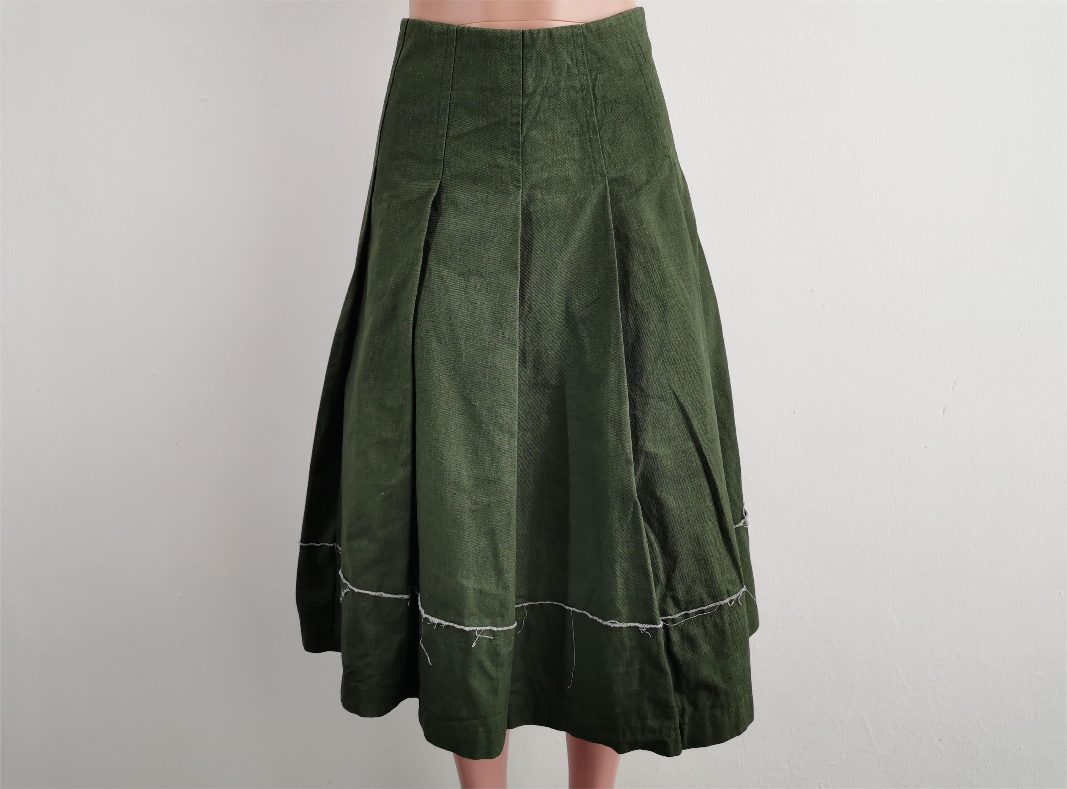Comme des Garcons Vintage 90s Comme Des Garcons Bondage Green Denim Skirt Size 25" / US 0 / IT 36 - 2 Thumbnail
