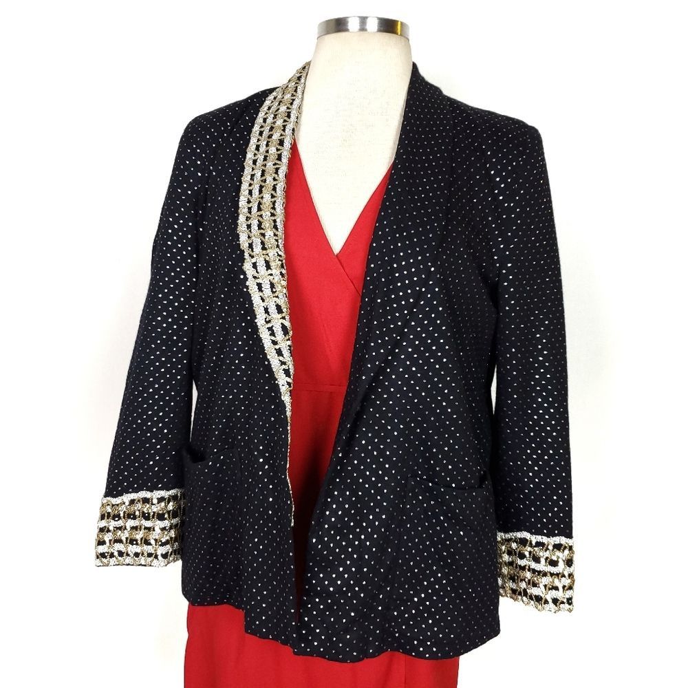 Vintage Vintage Gold & Silver 80s Sequin Blazer L Vogue Paris Size L / US 10 / IT 46 - 1 Thumbnail