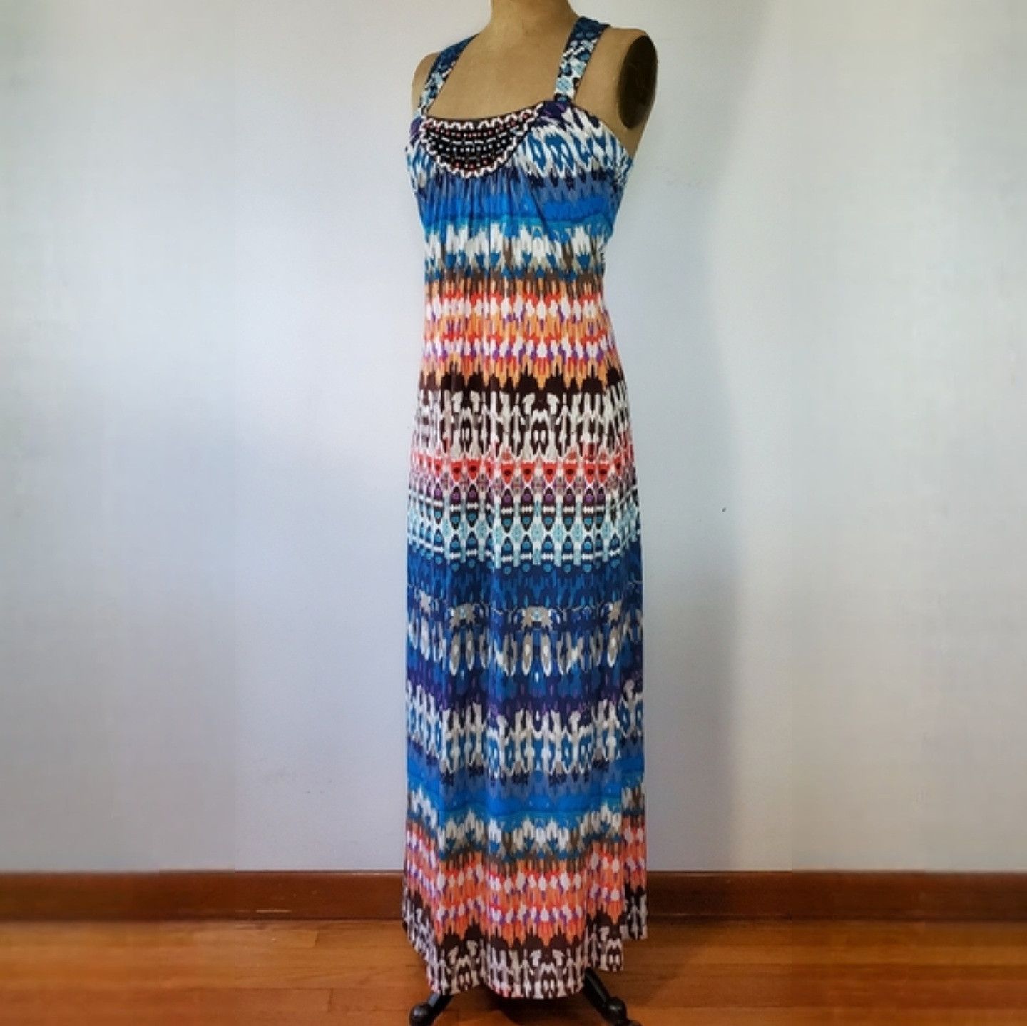 Nicole Miller Nicole Miller Size M Dress Rainbow Maxi Built-in Bra Beaded Size M / US 6-8 / IT 42-44 - 3 Thumbnail