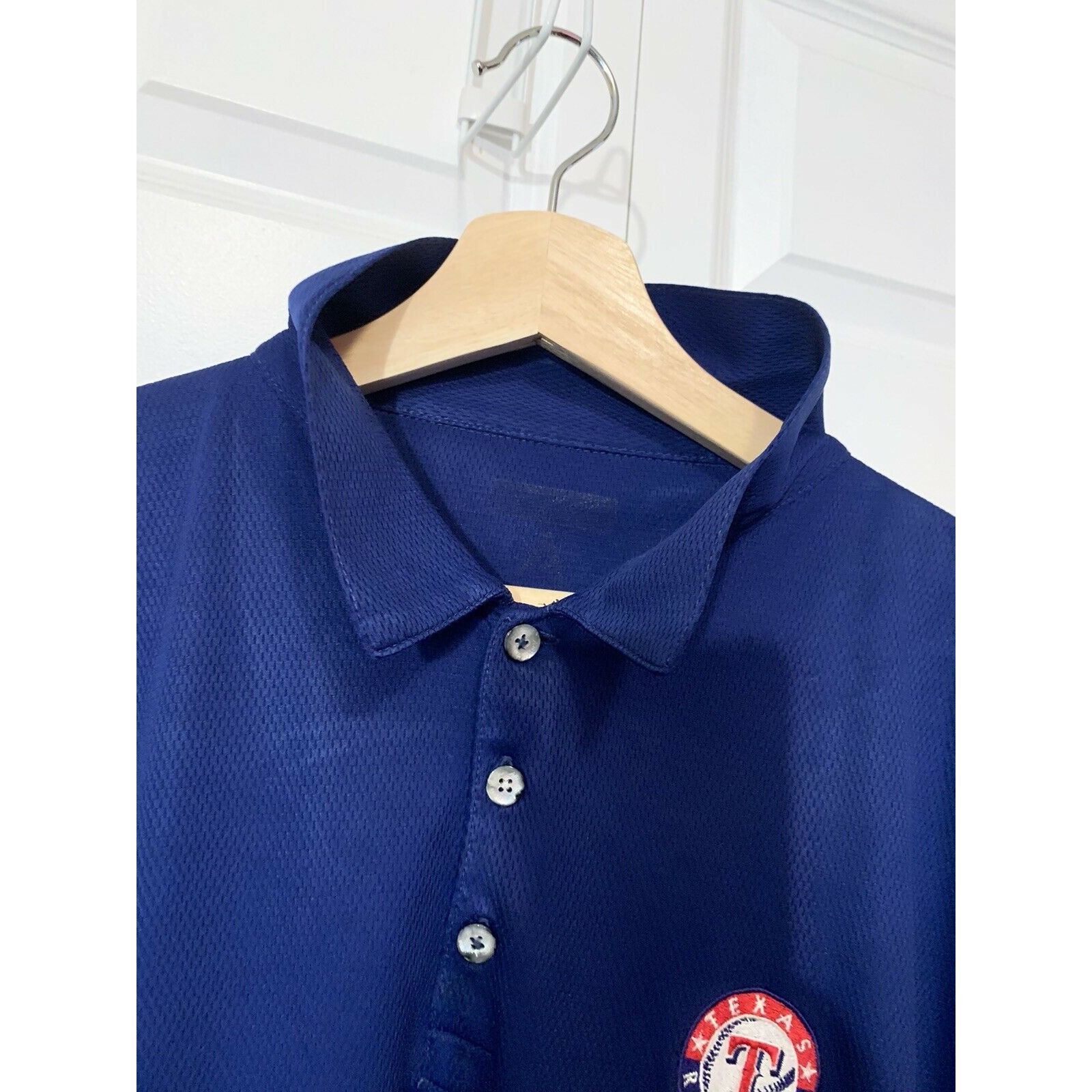 Antigua Texas RANGERS Baseball MLB Blue Men's Sz L Polo Shirt Size US L / EU 52-54 / 3 - 7 Thumbnail