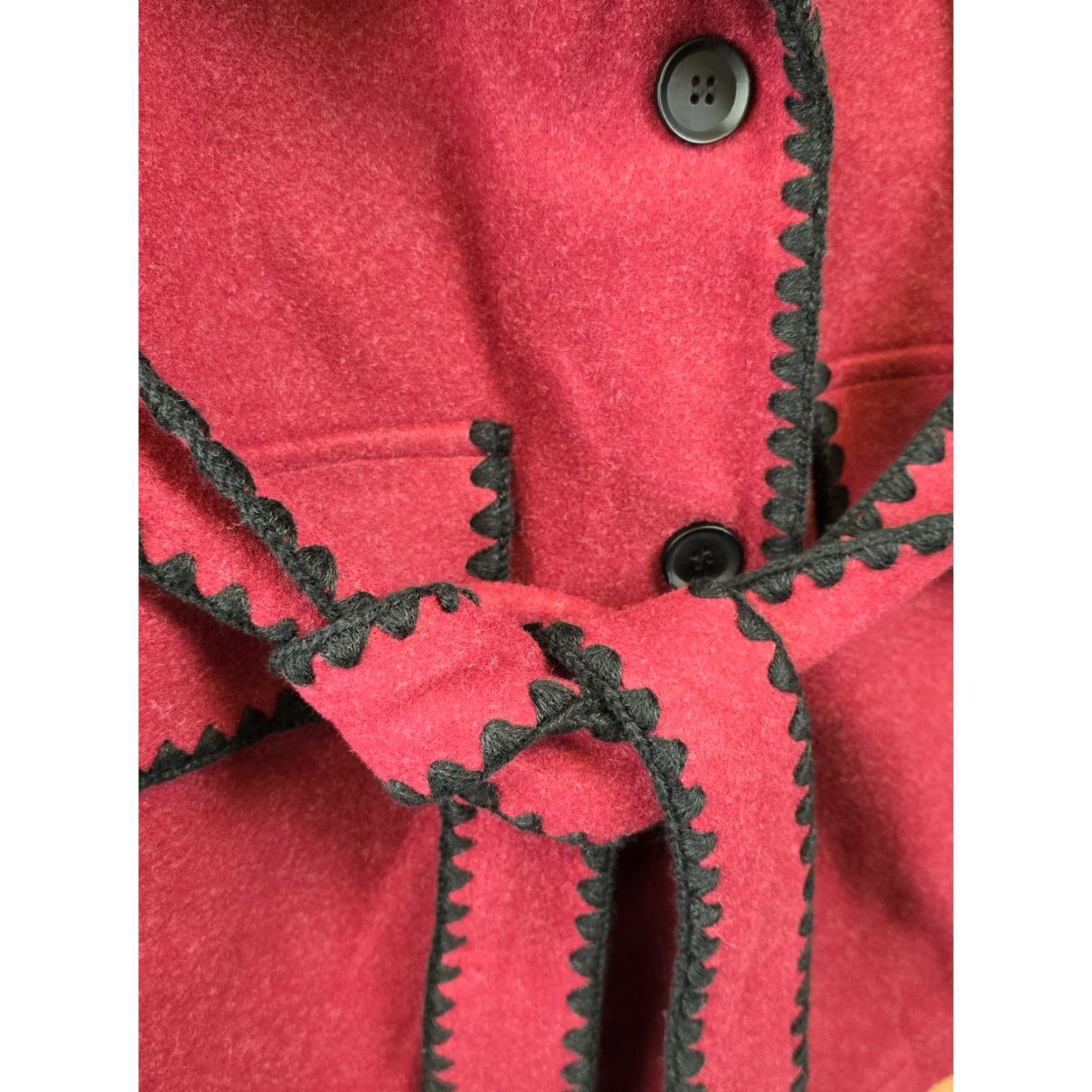 Vintage PrettyGarden NWT Women’s Tweed Vest Jacket Sleeveless Burgundy Size S - Belted Pocket Vest, Casual, Fall, Spring, Winter - Regular Women Size S / US 4 / IT 40 - 5 Thumbnail