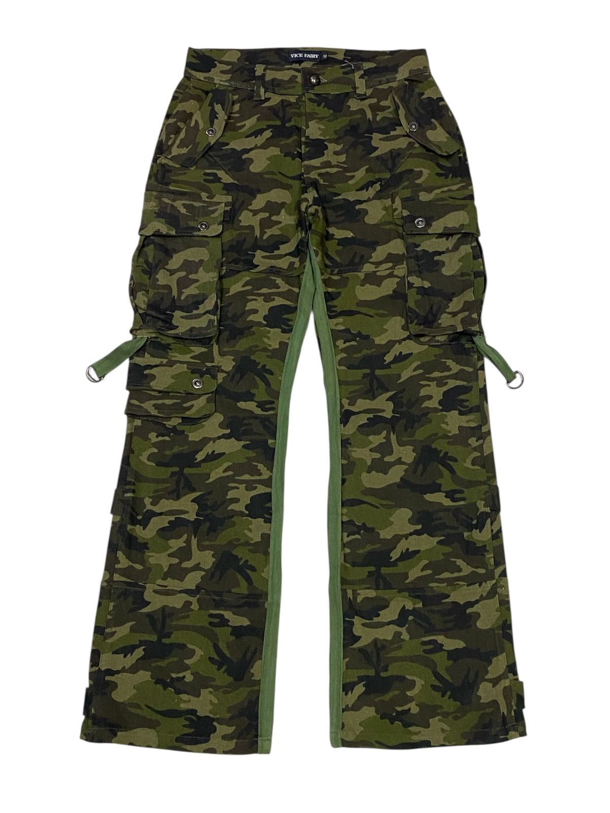 Japanese Brand Vice Fairy Multipocket Stretch Wide Leg Camo Cargo Pants Size US 30 / EU 46 - 2 Thumbnail
