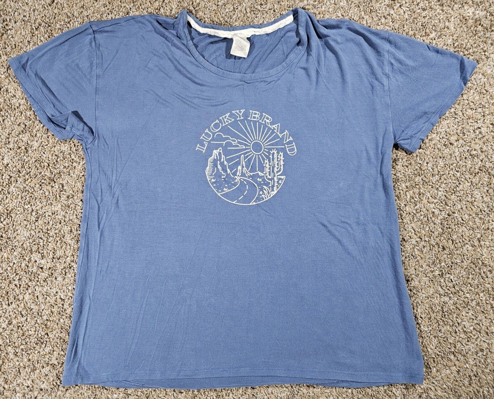 Lucky Brand Lucky Brand T Shirt Womens M Blue Graphic Cactus Sun Stretch Size M / US 6-8 / IT 42-44 - 1 Thumbnail