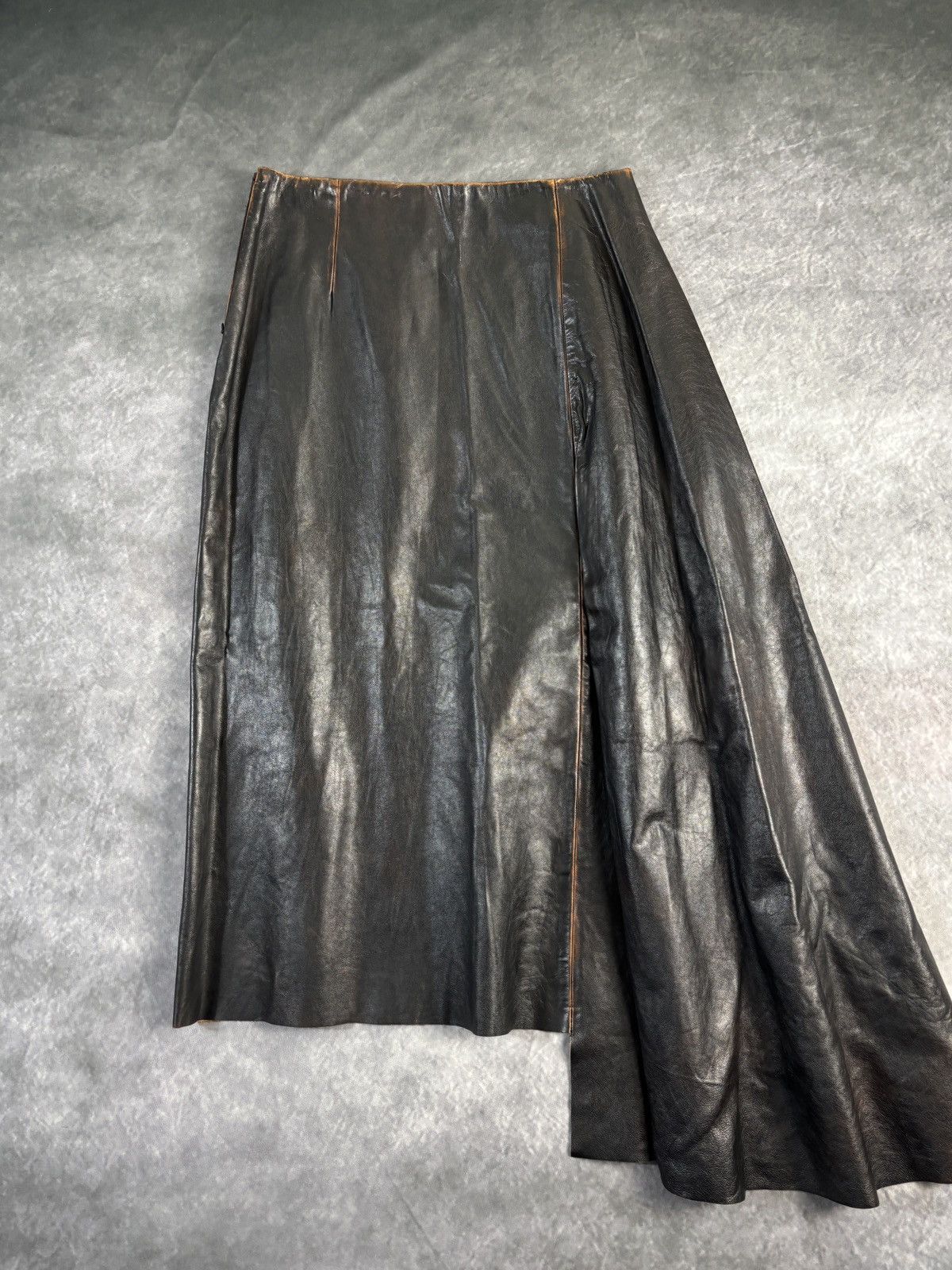 Prada F/W 2013 Prada Leather Skirt Runway Asymmetrical Maxi Long Size 27" / US 4 / IT 40 - 1 Thumbnail