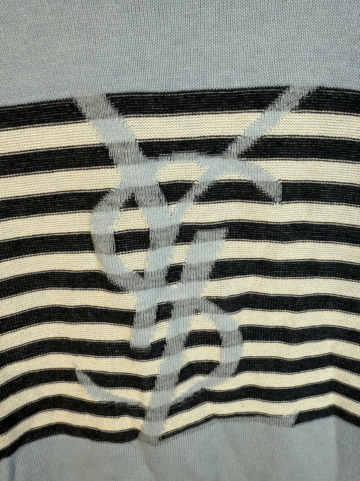 Yves Saint Laurent Blue YSL Sweater Knit Light Big Logo Size US L / EU 52-54 / 3 - 3 Thumbnail