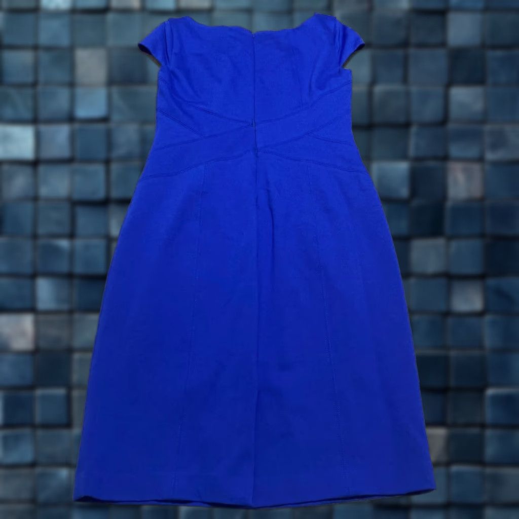 White House Black Market White House Black Market Dress Womens 6 Blue Ponte Short Sleeve Sheath Boat Neck Size 28" / US 6 / IT 42 - 1 Thumbnail