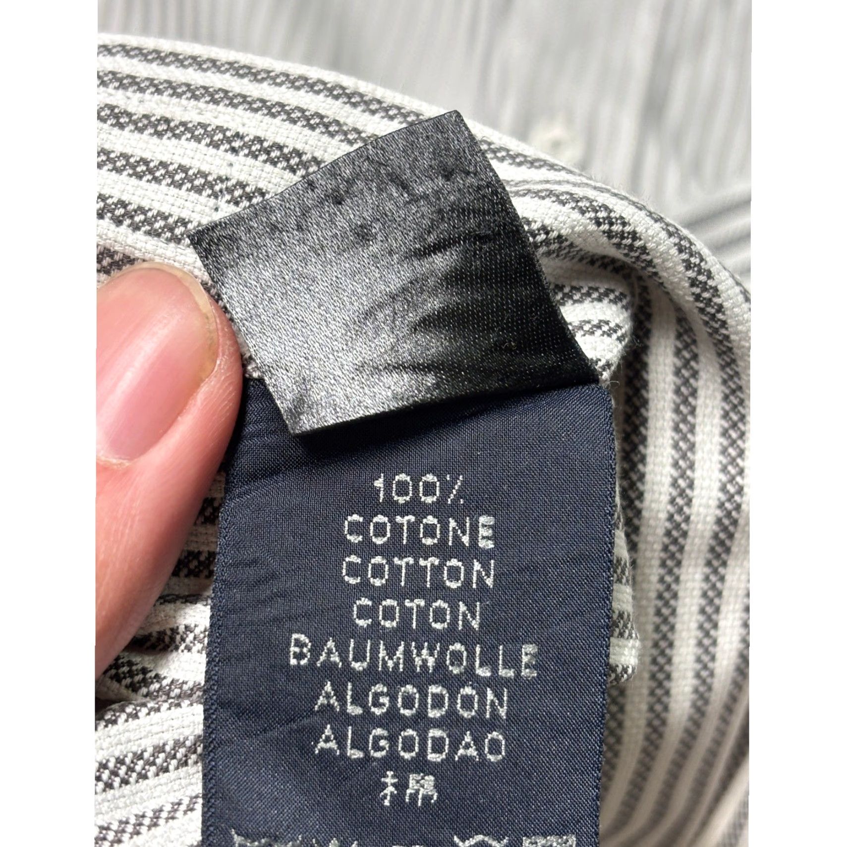 Vintage Zegna Sport Mens Striped Button-Down Shirt Grey White Cotton M Regular Chest Pocket Casual Business Size US M / EU 48-50 / 2 - 5 Thumbnail