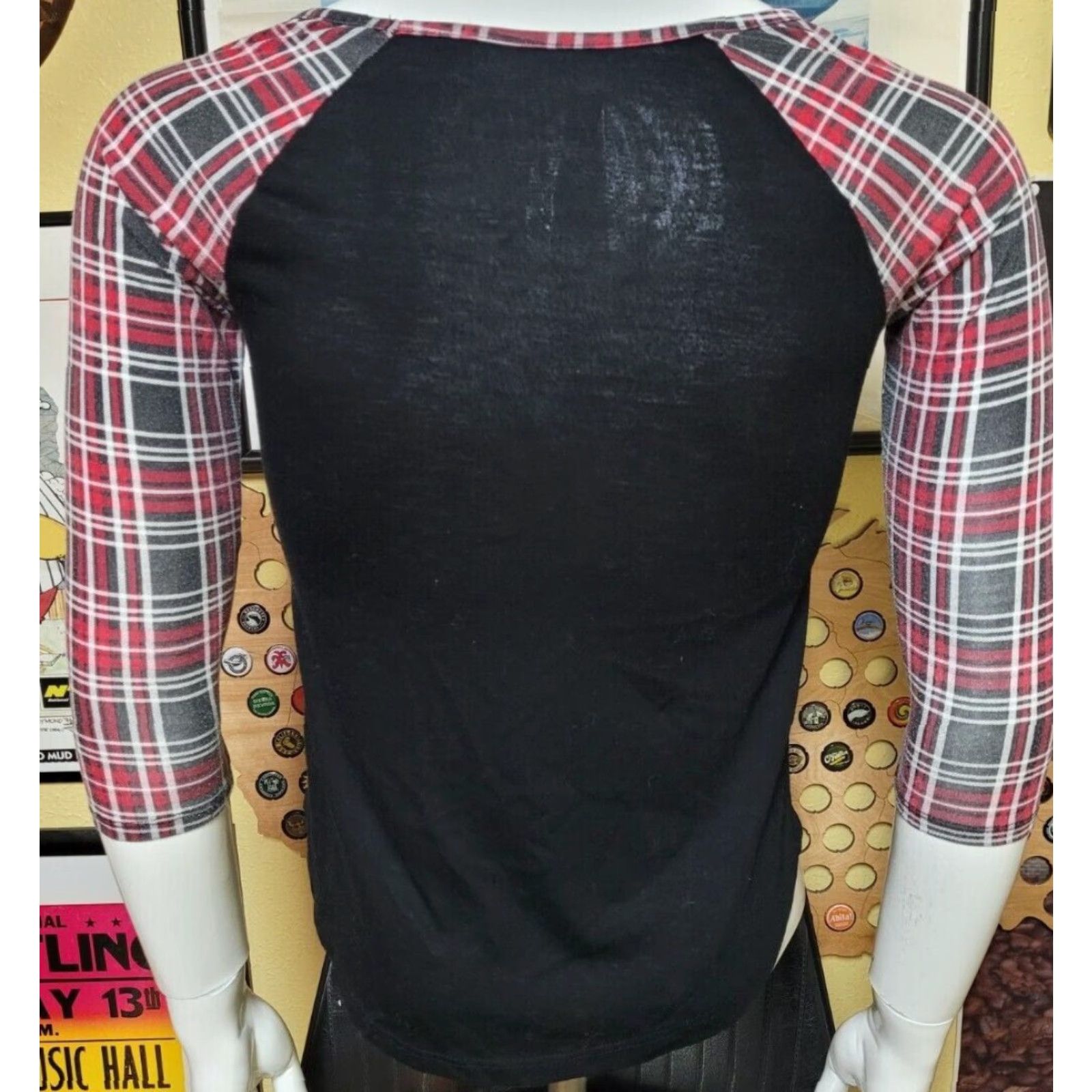Disney VINTAGE Womens Jrs Girls Small Disney Minnie Mad About Mickey Long Sleeve Plaid T Shirt Size S / US 4 / IT 40 - 2 Thumbnail