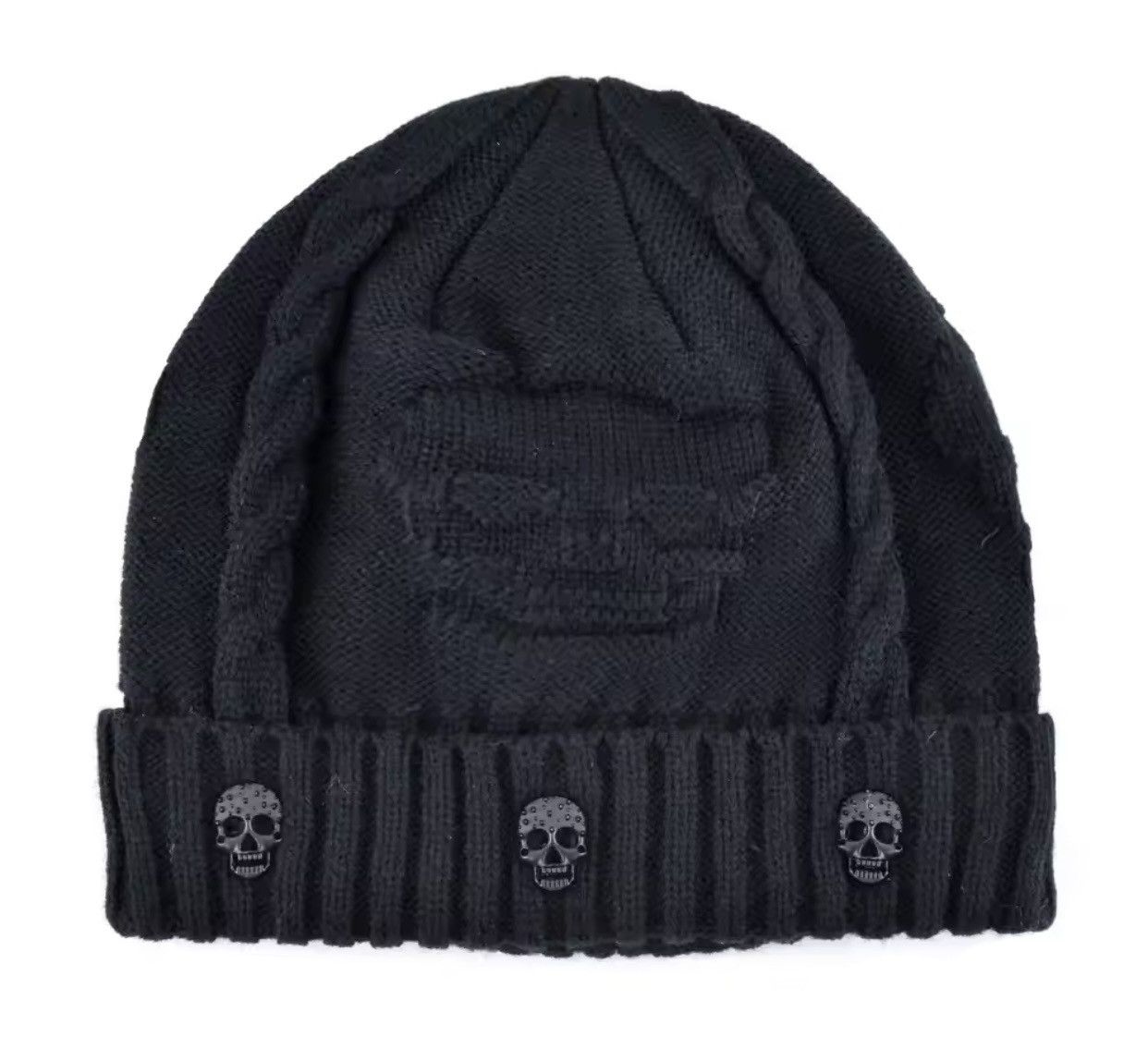 Japanese Brand Black Color Skull Bennie Hat Size ONE SIZE - 5 Thumbnail