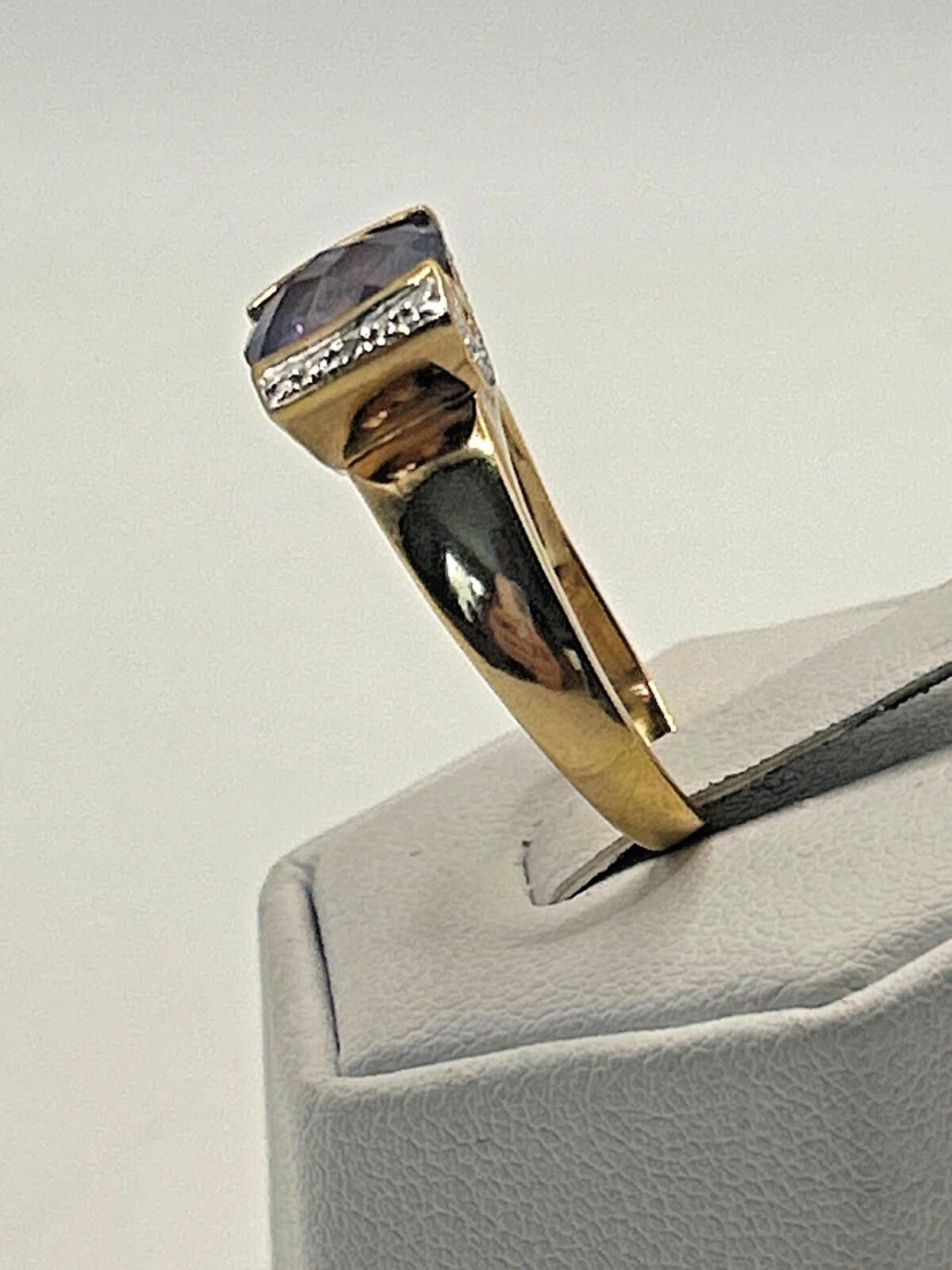 Sterling Silver Vintage Gold Sterling Silver Ring Size 7.75 Purple stone Size ONE SIZE - 3 Thumbnail