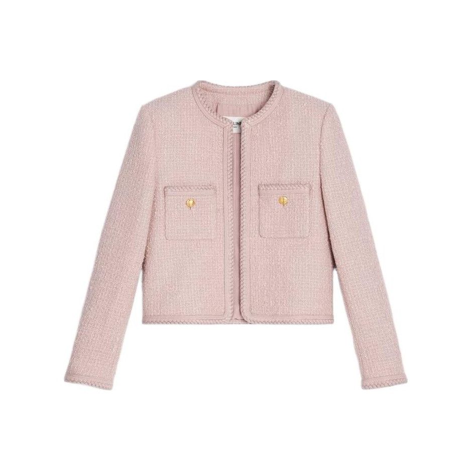 Celine Celine Wool Blend Tweed Jacket Pink Size 40 Size M / US 6-8 / IT 42-44 - 1 Thumbnail