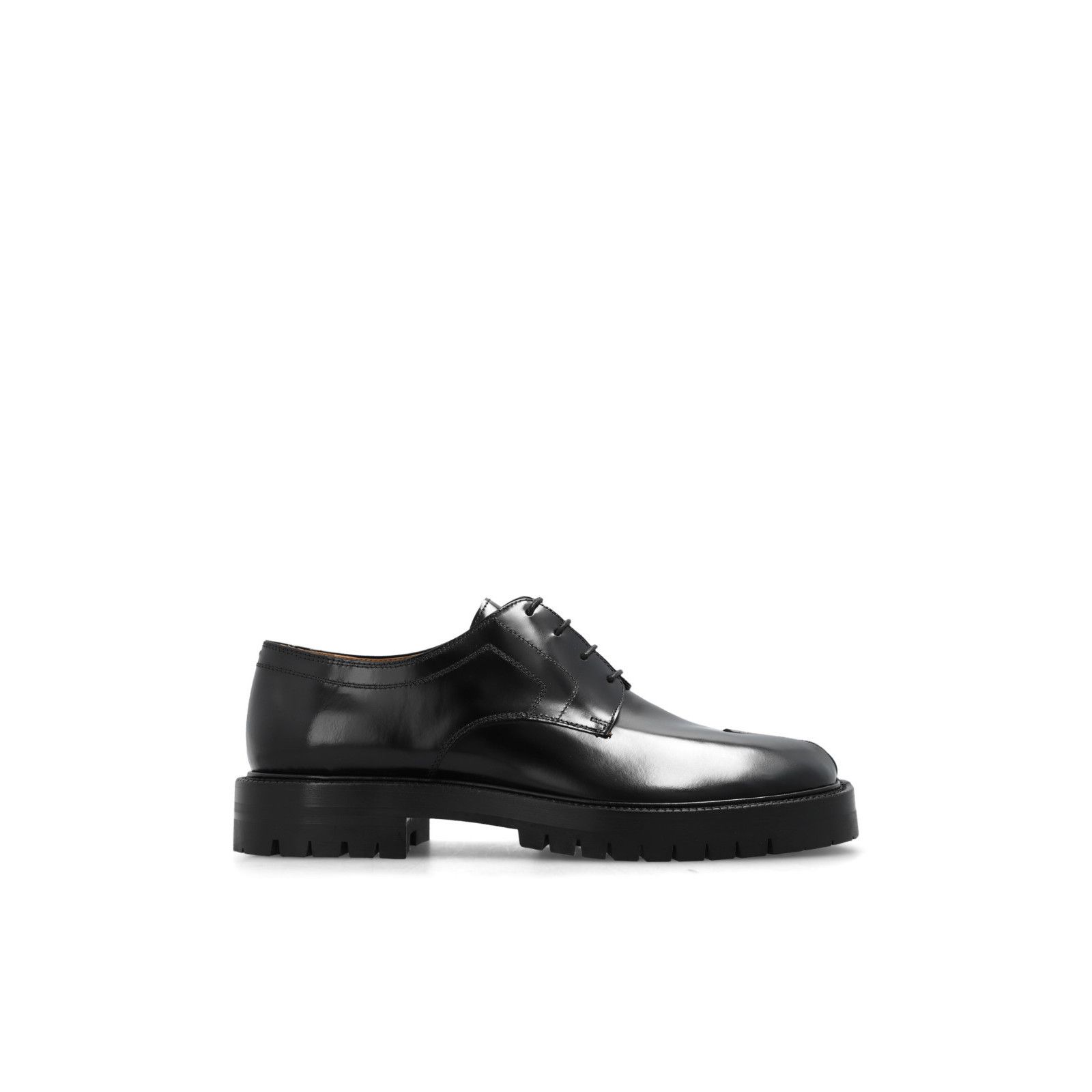 MAISON MARGIELA Tabi Split Toe Black Leather Derby Shoes New