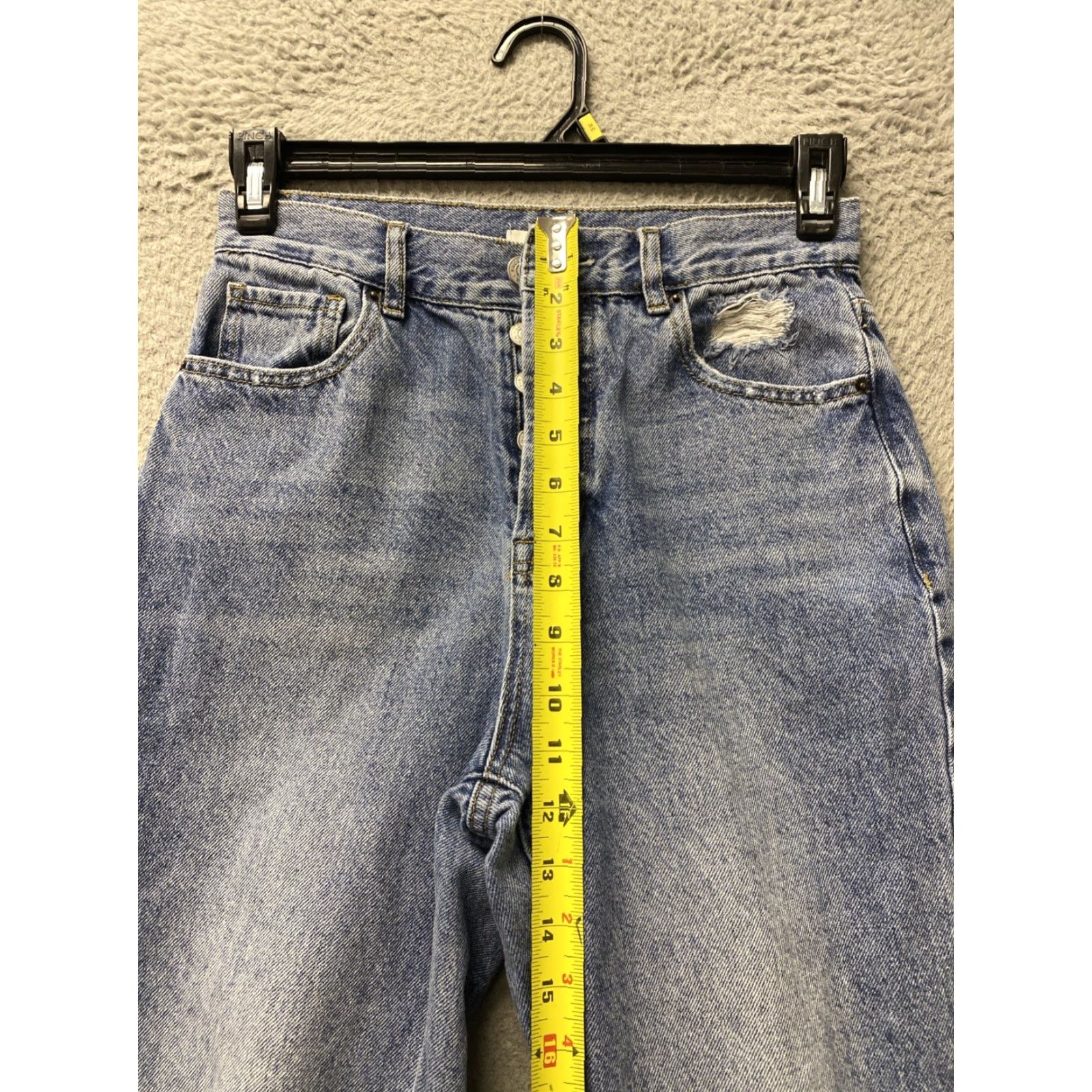 Pacsun PACSun High Rise Baggy Jeans Distressed Jeans 28x25 Blue Womens Jeans Wide-Leg 5-Pocket Distressed PacSun Jessie Size 28" / US 6 / IT 42 - 6 Thumbnail