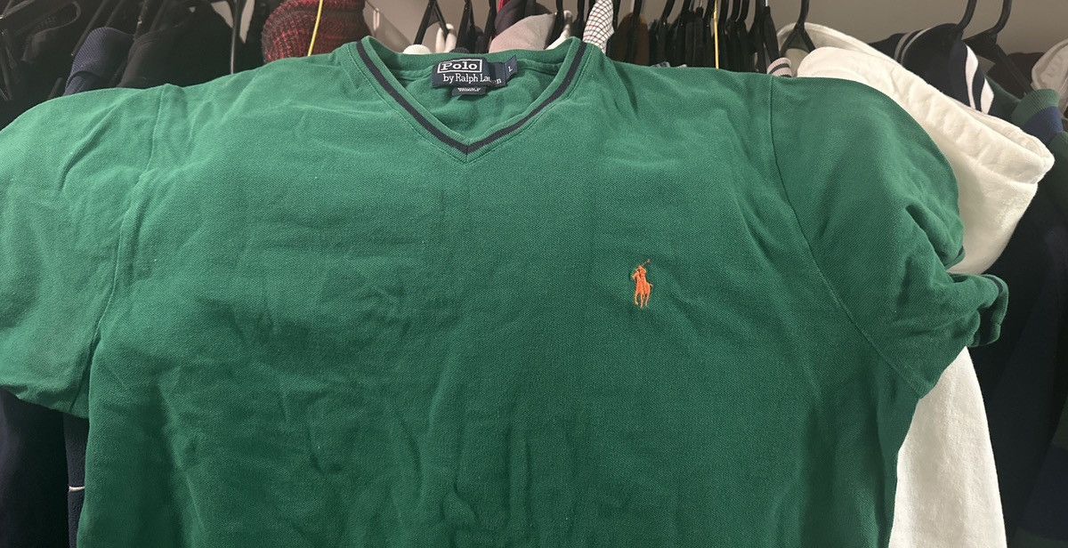 Designer × Polo Ralph Lauren × Vintage Polo Ralph Lauren V-Neck Polo Size US L / EU 52-54 / 3 - 2 Thumbnail