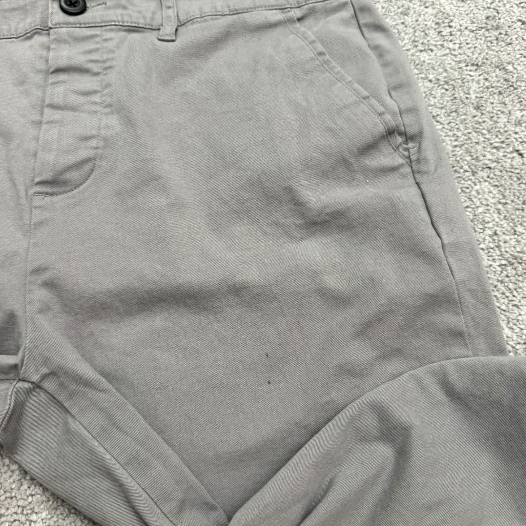 Asos ASOS Design Pants Mens 33x34 Gray Twill Cotton Straight Leg Chino Button Fly Casual Workwear Size US 34 / EU 50 - 6 Thumbnail