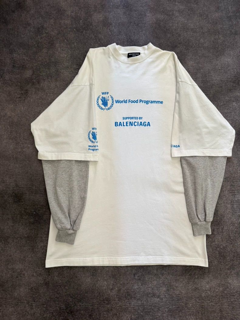 Balenciaga Balenciaga White-gray WFP joint long-sleeved fake two whea Size US S / EU 44-46 / 1 - 1 Thumbnail