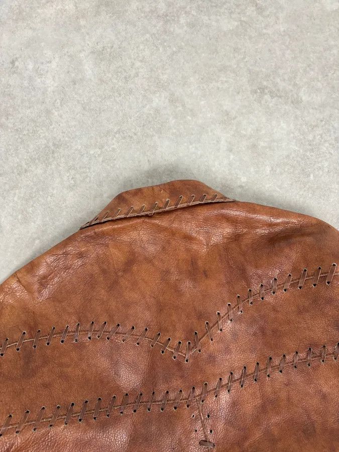Dolce & Gabbana 1990s Dolce & Gabbana Whipstitched Brown Leather Jacket Size US M / EU 48-50 / 2 - 6 Thumbnail