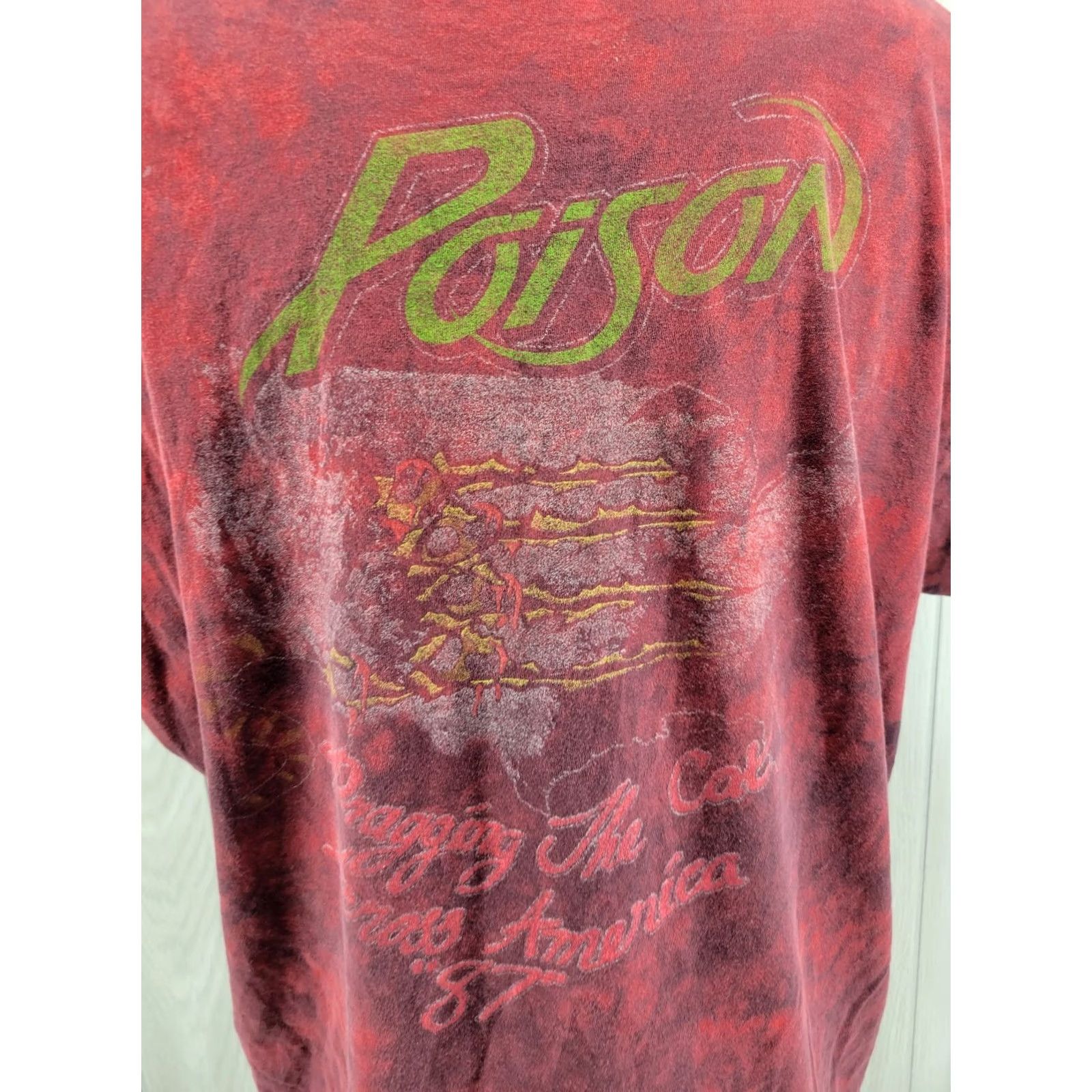 Vintage Poison Shirt XL Tie-Dye Red Skull MadHatter Rock Band Graphic Tee 2017 Mens Short Sleeve Crew Neck Cotton Vintage? Size US XL / EU 56 / 4 - 7 Thumbnail