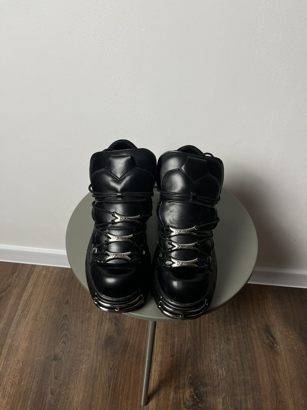 Japanese Brand Black Punk Platform Shoes Boots with Chains Buckles Y2K Vibe Size US 9 / EU 42 - 10 Thumbnail