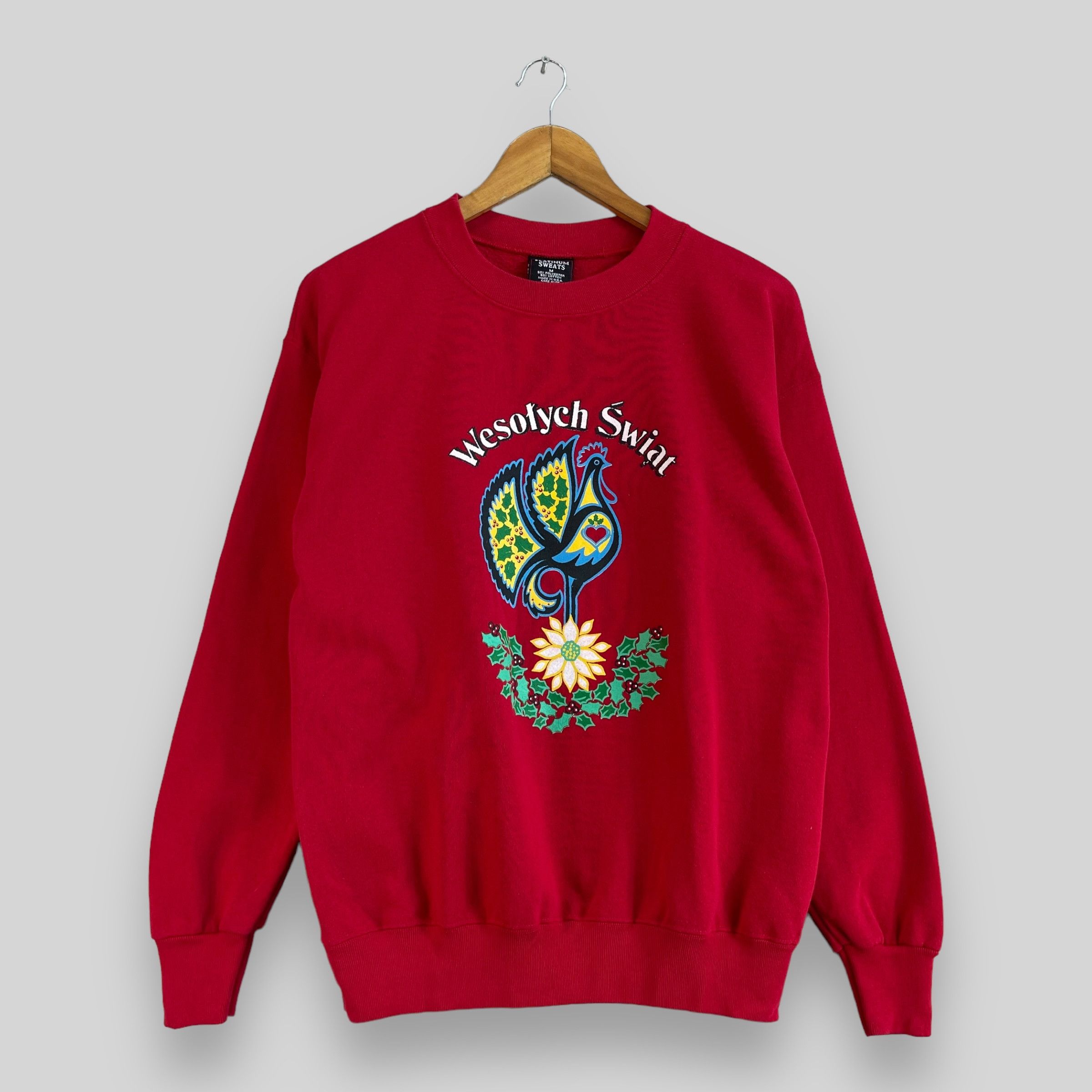 Vintage Vintage 90s Wesolych Swiat Christmas Printed Sweatshirt Size US M / EU 48-50 / 2 - 1 Thumbnail