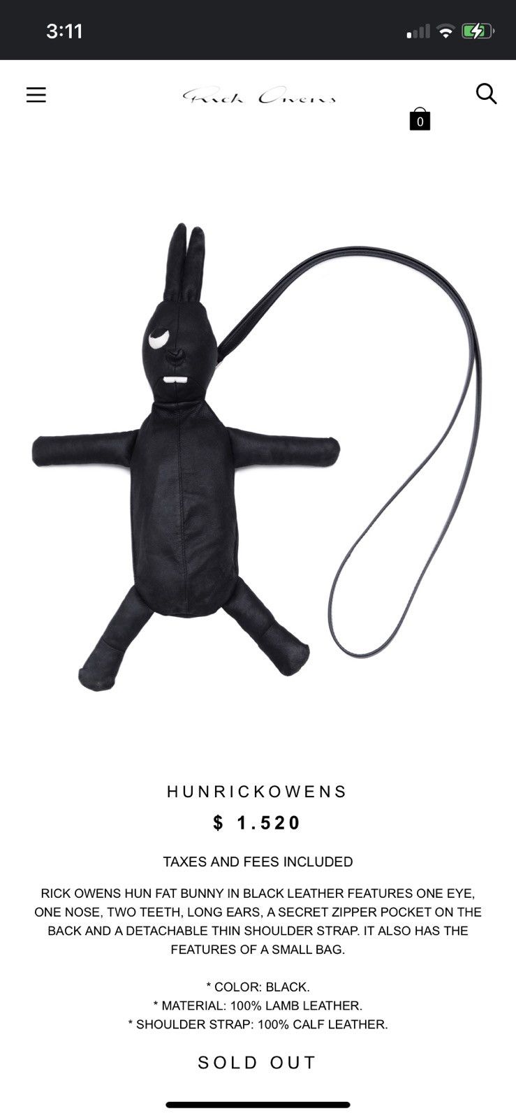 Rick Owens Rick Owens Drkshdw Hun Rick Owens Fat Bunny Bag Grailed