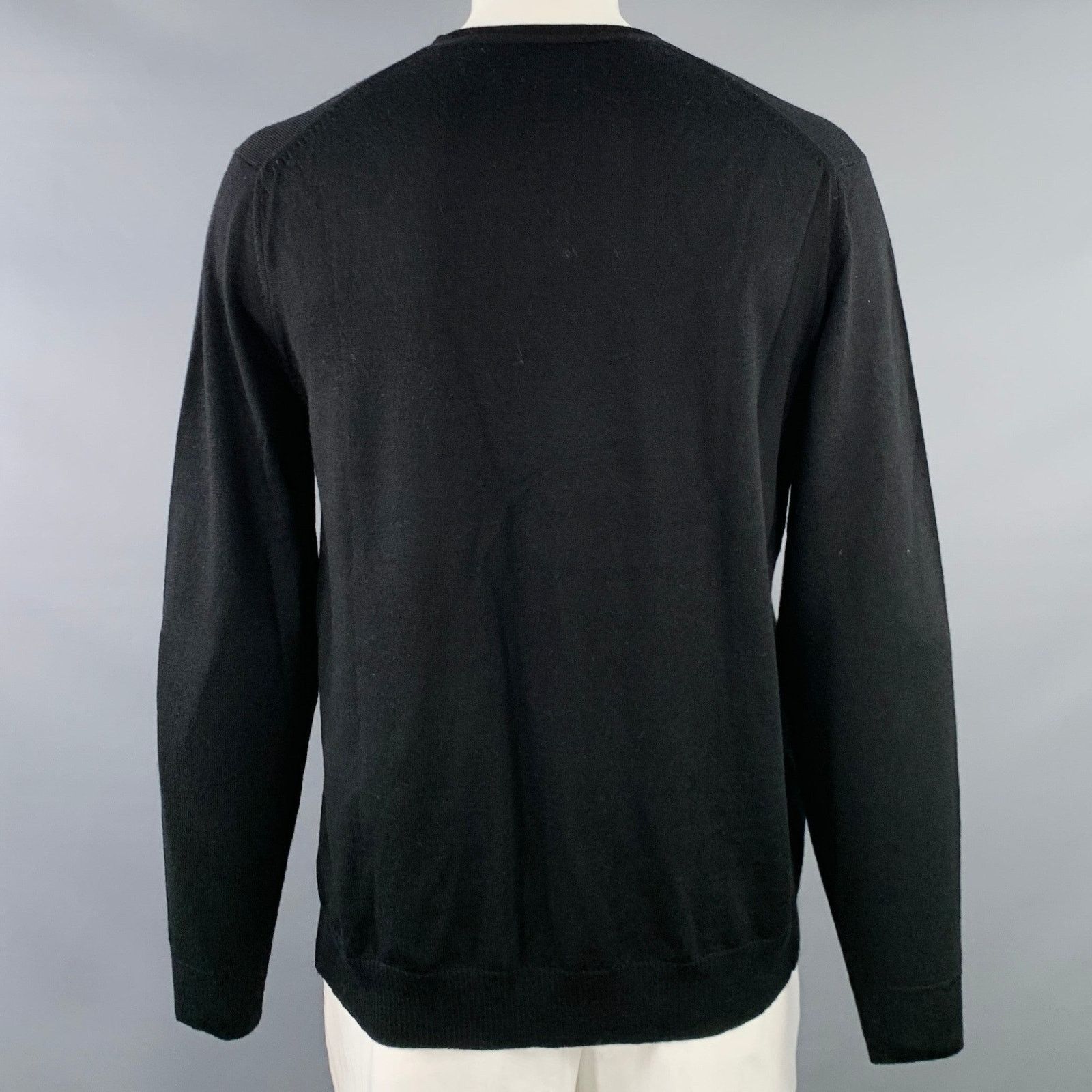 Calvin Klein CALVIN KLEIN Size XL Black Merino Wool Knit V-Neck Pullover Size US XL / EU 56 / 4 - 3 Thumbnail