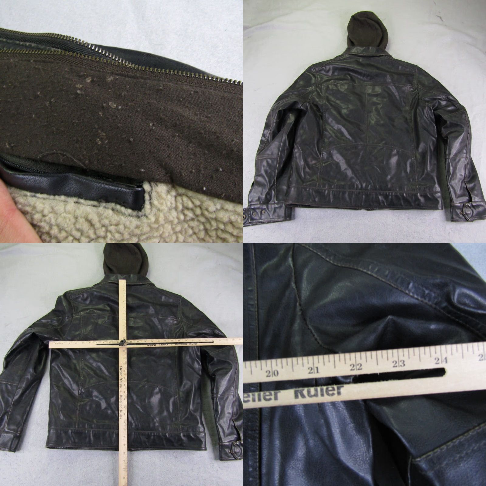 Levi's VINTAGE Levi's Jacket Mens Large Brown Vegan Leather Sherpa Lined Bomber Hoodie Coat Size US L / EU 52-54 / 3 - 8 Thumbnail