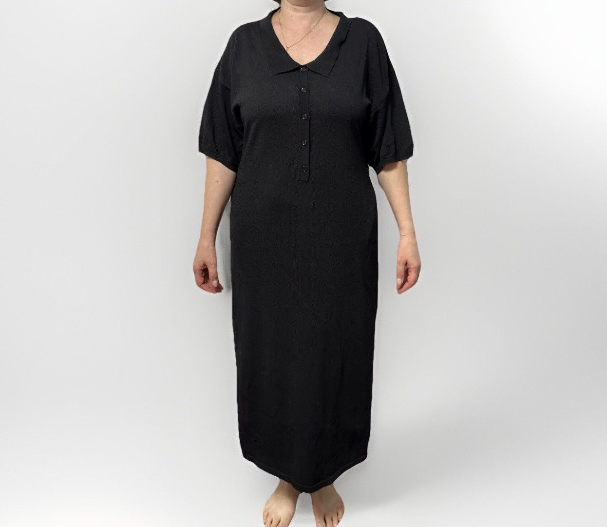 Toteme Toteme Belize Jersey Midi Knit Collared Rayon Dress Black Size S / US 4 / IT 40 - 2 Thumbnail